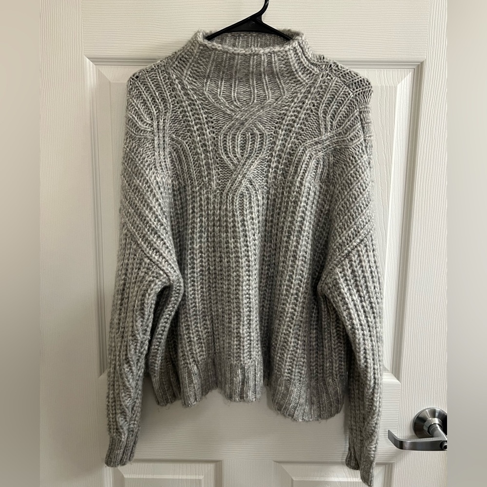 Aerie Mock Neck Grey Knit Sweater